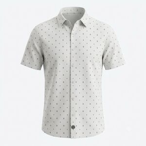 Thrills Co. White Black Pattern Short Sleeve Button-Up Shirt Men's Small